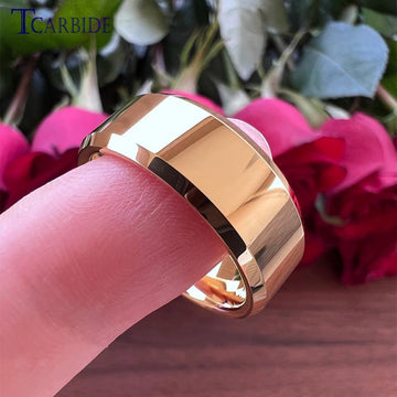 Popular Beveled Polished 6MM 8MM Tungsten Trendy Wedding Engagement Ring - Gift Jewellery For Men and Women - The Jewellery Supermarket